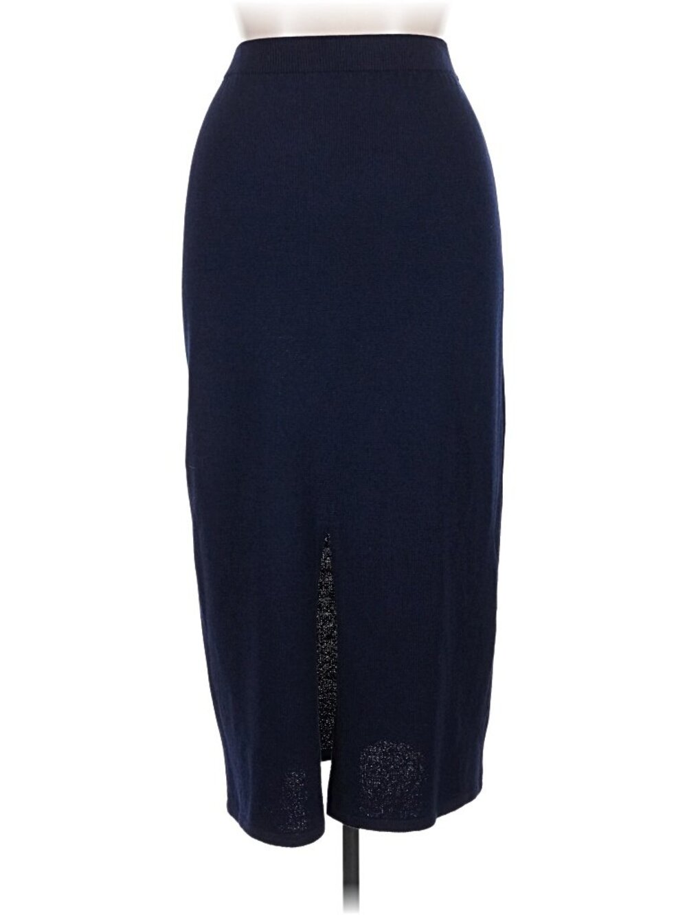 St. John Basics Santana Knit Midi Skirt Navy Blue Size 14 Vintage - Picture 4 of 5